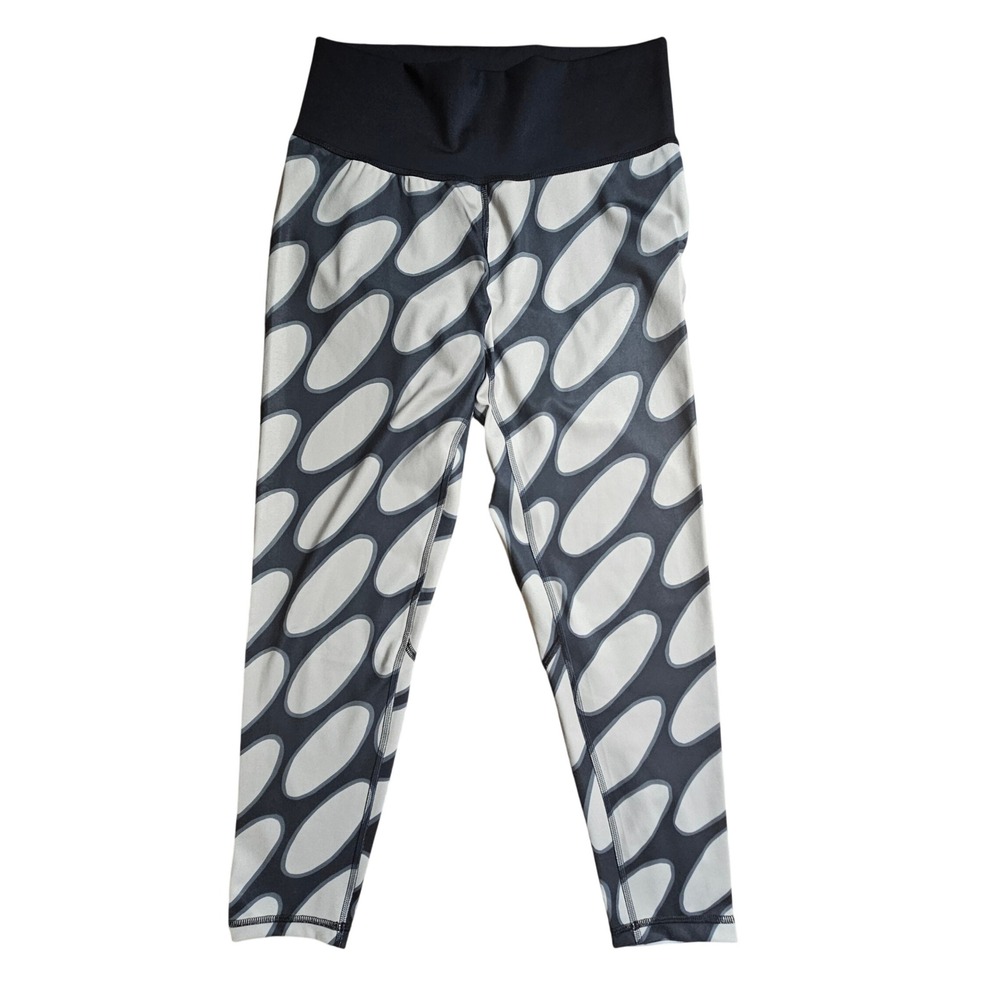 Womens Black & White Patterned High-Waist Leggings